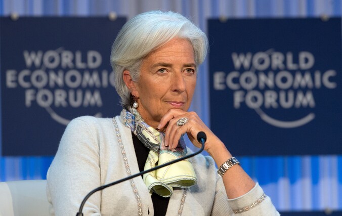 Directeur van het IMF Christine Lagarde op het World Economic Forum in Davos.