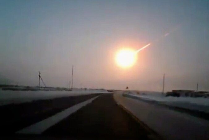 De meteorietinslag in februari in de buurt van Chelyabinsk.