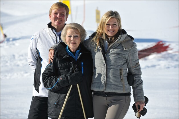 De Nederlandse koninklijke familie op skivakantie in het Oostenrijkse Lech.