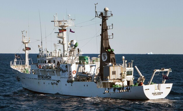 Het Sea Shepherd-schip dat de naam van Sam Simon draagt.