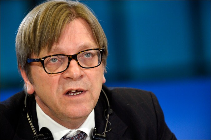 Guy Verhofstadt, fractieleider van de Alliantie van Liberalen en Democraten voor Europa in het Europees Parlement.