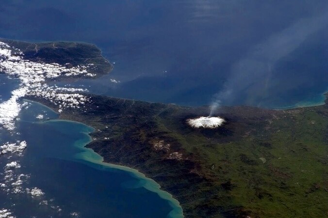 Ruimtebeeld van de vulkaan Etna.