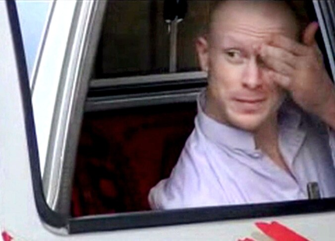 Bowe Bergdahl tijdens zijn vrijlating.