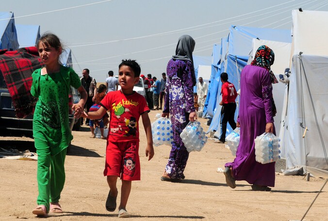 Iraakse kinderen in een vluchtelingenkamp nabij Erbil (archiefbeeld).
