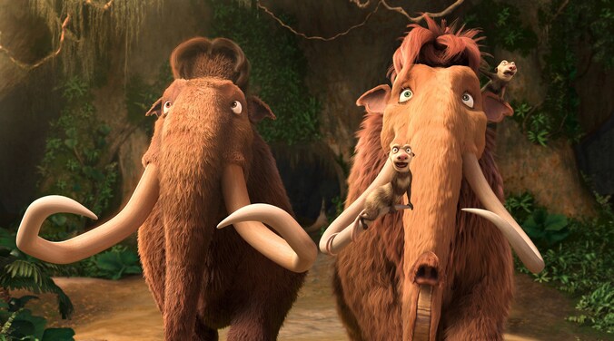 De mammoeten Manny en Ellie uit de populaire animatiefilm 'Ice Age'.