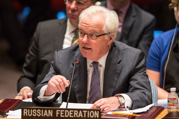 De Russische ambassadeur bij de VN Vitali Tsjoerkin.