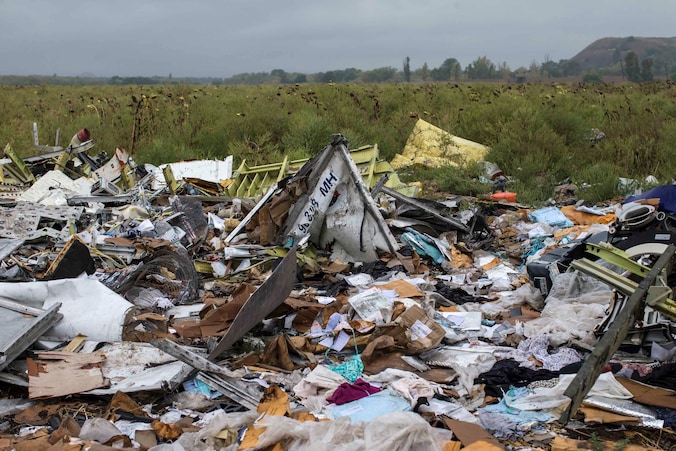 De brokstukken van de MH17-vlucht.