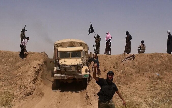 IS-militanten op de grens van de Syrische stad Al-Hassake (archieffoto).