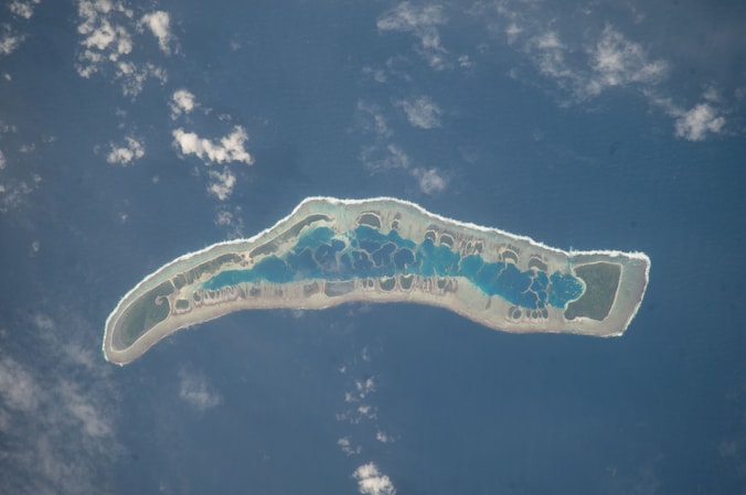 Het onbewoonde eiland Millennium Island, dat deel uitmaakt van de Republiek Kiribati.