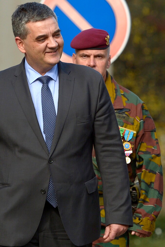 Kersvers defensieminister Steven Vandeput (N-VA) op 20 oktober, bij zijn bezoek aan het hoofdkwartier van Defensie in Evere.
