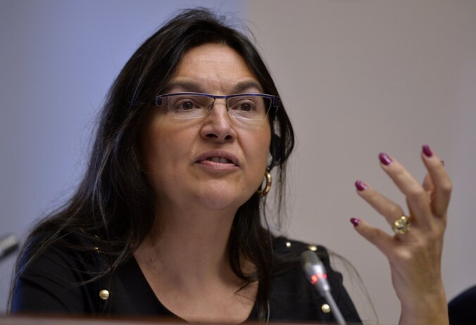 Minister Marie-Christine Marghem (MR) vandaag tijdens haar 'hearing' in de Kamercommissie.