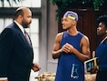 James Avery als uncle Phil (rechts) met Will Smith en Janet Hubert als Vivian Banks.
