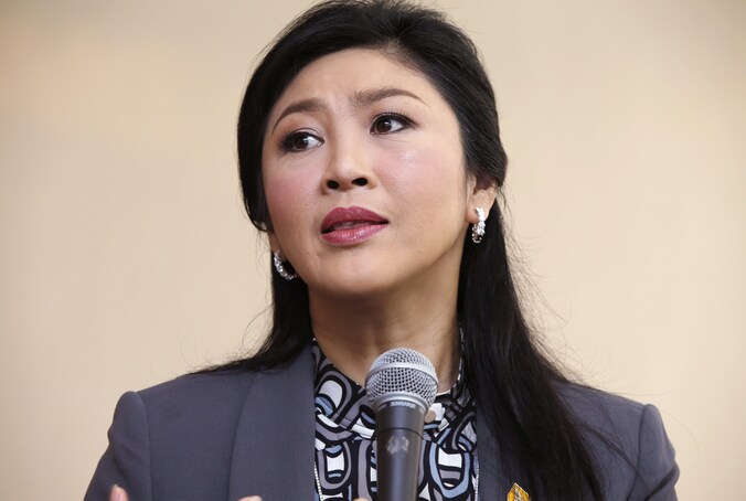De Thaise premier Yingluck Shinawatra tijdens een persconferentie in januari.