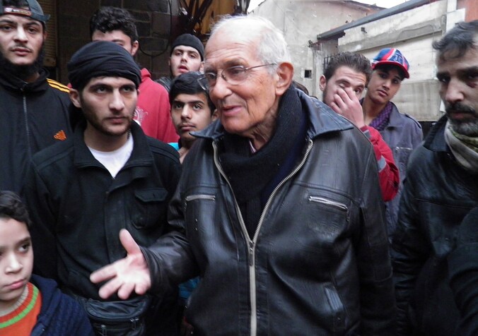 Pater Frans van der Lugt in Homs, foto uit januari 2014.