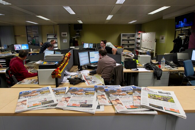 De redactie van De Standaard, een van de kranten van Mediahuis.