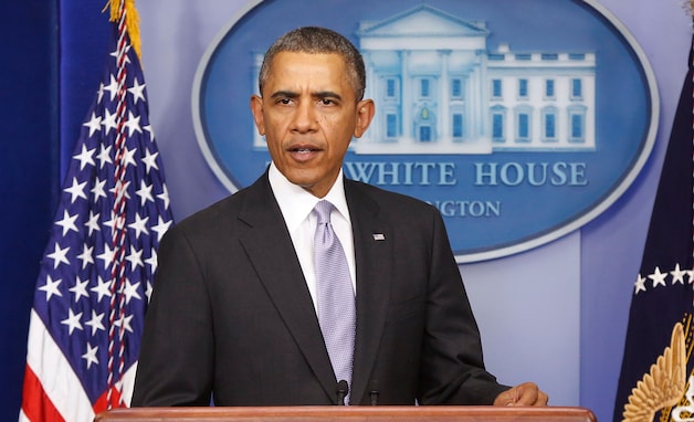 President Barack Obama waarschuwde Rusland tijdens een korte toespraak vanavond.