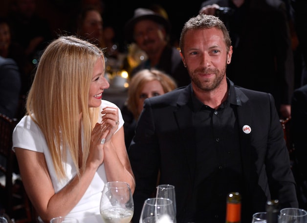 Chris Martin met zijn toenmalige vrouw Gwyneth Paltrow in januari 2014.
