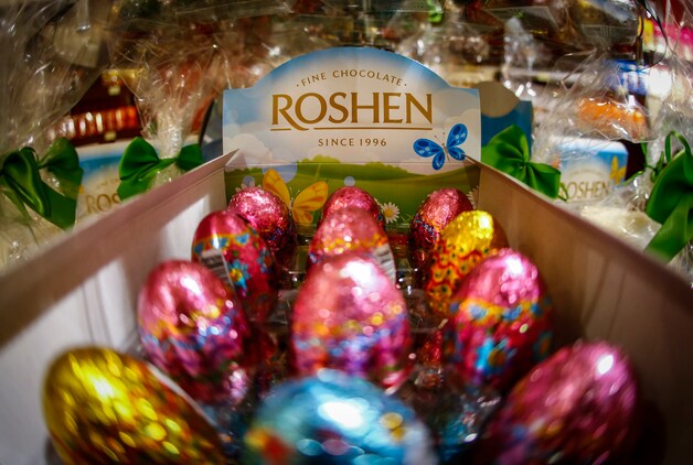 Roshen, het beroemste chocolademerk van Oekraïne. Productie is in handen van Rosjenko.