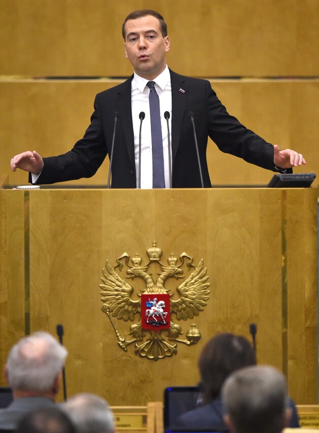 De Russische premier Medvedev.