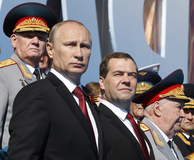 Eerder op de dag woonde de Russische president een militaire parade in Moskou bij.