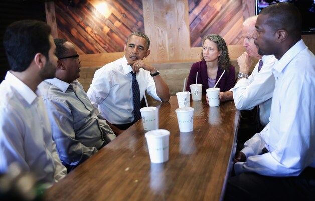 President Obama in een vestiging van Shake Shack