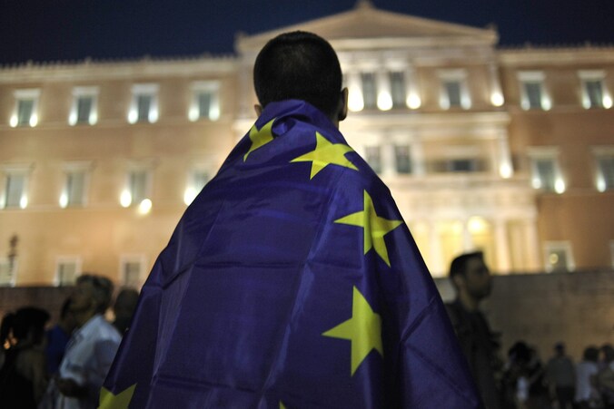 Archiefbeeld van een pro-Europese demonstratie in Athene.