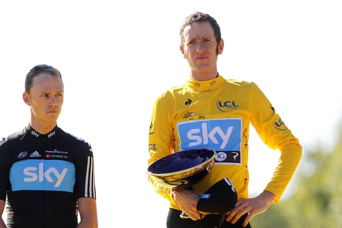 Froome (links) en Wiggins