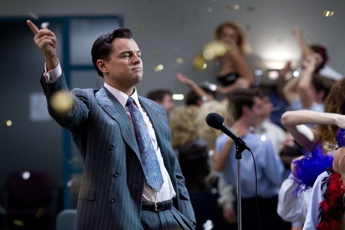 Leonardo DiCaprio als 'The Wolf of Wall Street'.