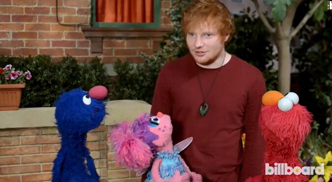 Ed Sheeran met zijn nieuwe vriendjes.