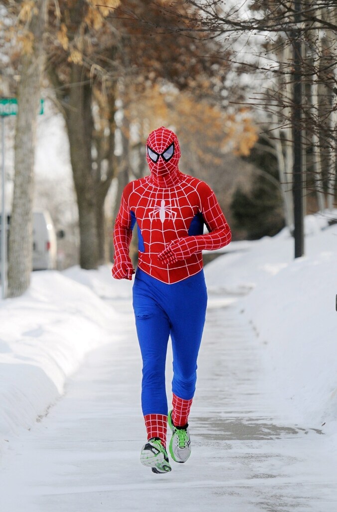 Een originele jogger in Minneapolis bij temperaturen van -25°C.