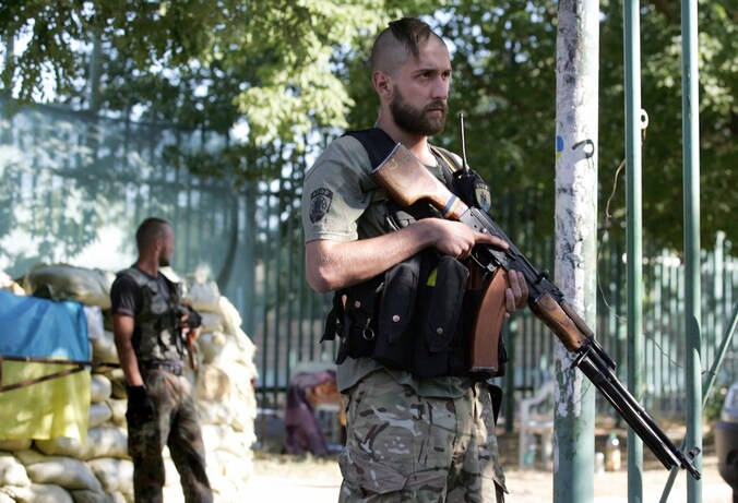 Oekraïense soldaten in de zuidelijke havenstad Marioepol.