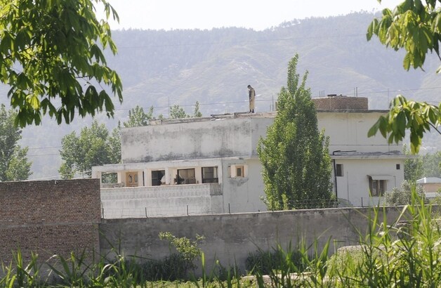 Het inmiddels gesloopte huis in Abottabad waar Bin Laden ondegedoken zat