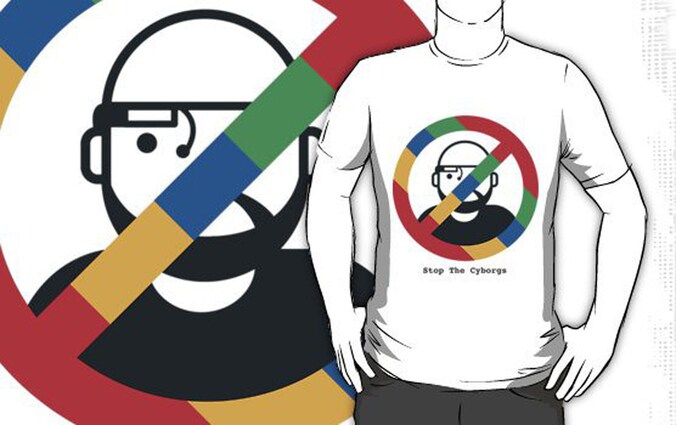 Anti-Google Glass-poster en T-shirt.