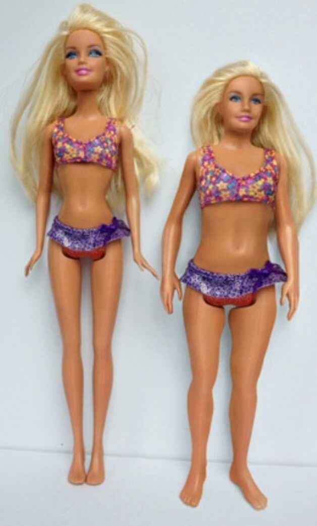 Barbie versus het lichaam van een gemiddelde 19-jarige.