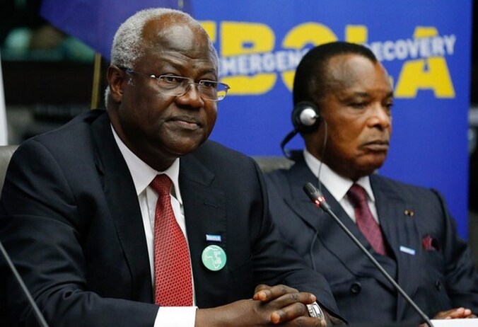 De president van Sierra Leone, Ernest Bai Koroma, en van de Republiek van Congo, president Denis Sassou Nguesso.