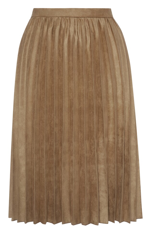 Suede plooirok, €12.