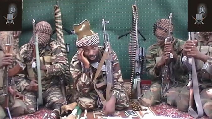 Abubakar Shekau (midden) claimt de leider te zijn van de Nigeriaanse Boko Haram.
