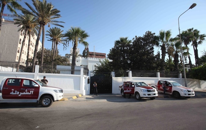 De Egyptische ambassade in Tripoli.