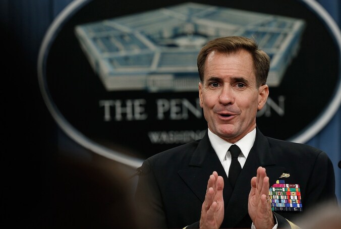 Woordvoerder John Kirby van het Pentagon.