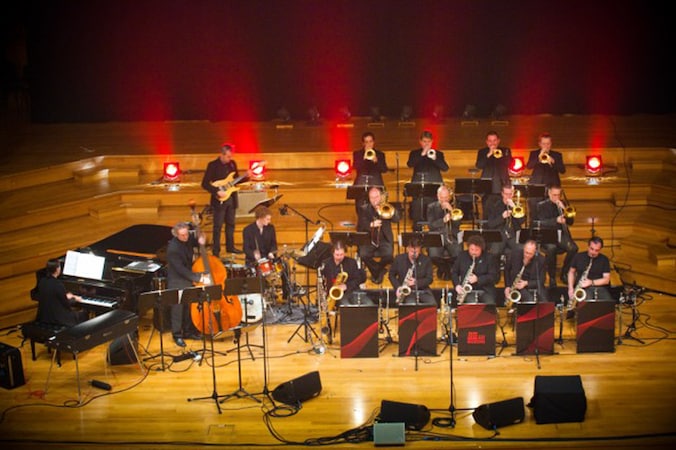 Het Brussels Jazz Orchestra op een repetitie, enkele jaren geleden.