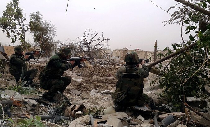Syrische militairen in hoofdstad Damascus