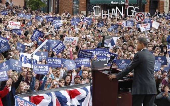 Obama sprak vandaag in La Crosse, Wisconsin.