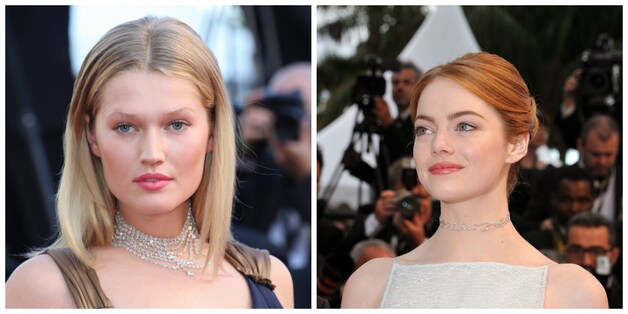 Model Toni Garrn en actrice Emma Stone.