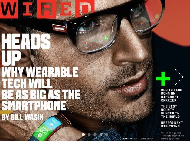 De cover van Wireds januarinummer, waarin het blad de 'wearable'-revolutie predikt