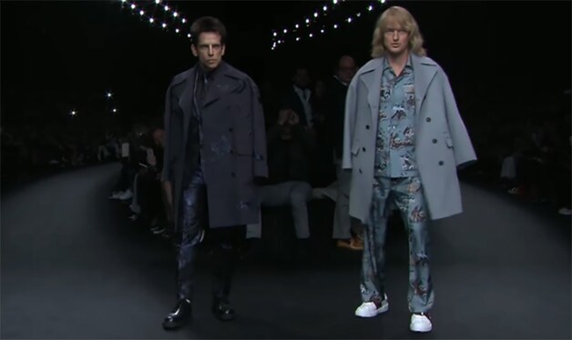 Ben Stiller en Owen Wilson als 'Derek' en 'Hansel' op de Paris Fashion Week