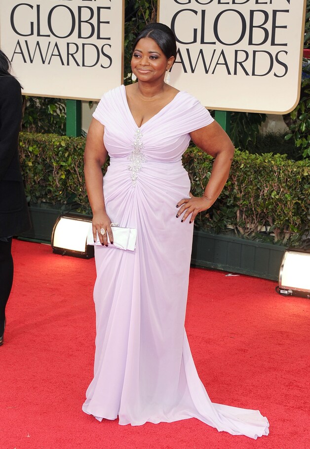 Octavia Spencer in een jurk van haar favoriete ontwerper Tadashi Shoji.