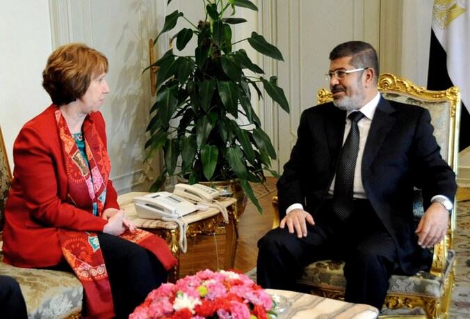 Catherine Ashton en Mohammed Mursi.