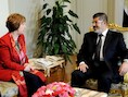 Catherine Ashton en Mohammed Mursi.