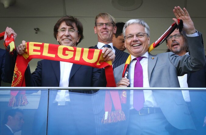 Didier Reynders trok samen met huidig premier Elio Di Rupo naar de wedstrijd van de Rode Duivels tegen Argentinië in Brasilia