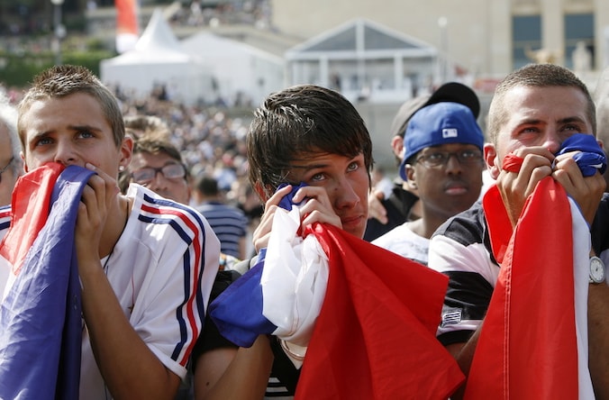 Franse supporters tijdens het WK Voetbal in 2010 in Zuid-Afrika